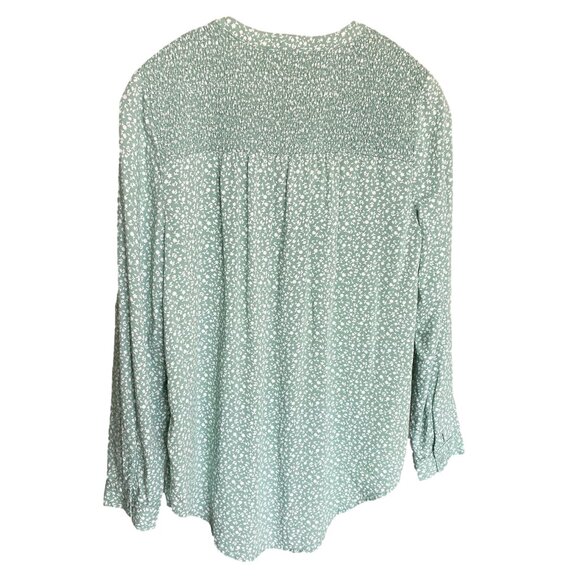 BeachLunchLounge Button Down Shirt Blouse Seafoam Green White Women Medium FLAW - Picture 2 of 13